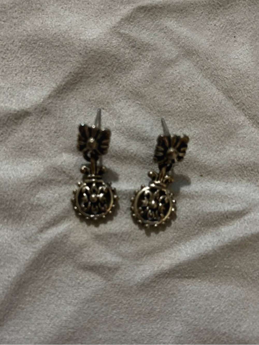 Brighton Vintage-Inspired silver Drop Stud Earrings
